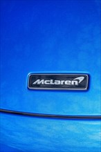 McLaren emblem on blue 765LT