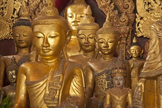 Buddha statues in the Wat Jong Kham monastery