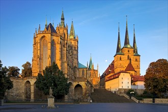 Erfurt Cathedral and Severi Church in early morning light