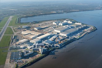 Aerial view Airbus Werke Hamburg Finkenwerder