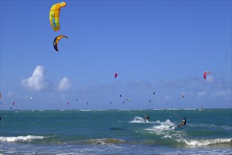 Kite surfers on the sea in front of Cabarete