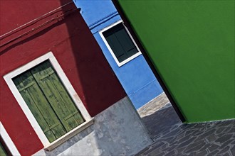 Colourfully painted houses on the island Burano