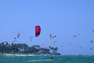 Kite surfers on the beach in front of Cabarete