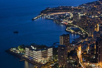 Aerial view over the city and port of Monte Carlo