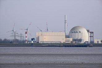 The decommissioned nuclear power plant Brokdorf on the Elbe