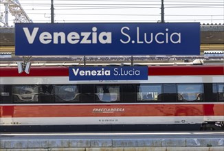 Trenitalias Frecciarossa 1000 high-speed train entering Santa Lucial station
