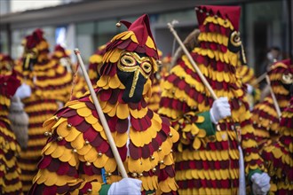 Traditional Hansele carnival costumes of the Radolfzell Narrenzunft Narizella Ratoldi