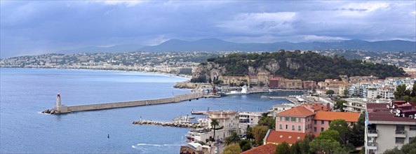 View over the city and port of Nice along the French Riviera