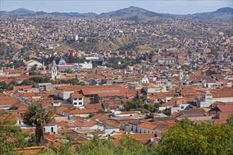 Aerial view over the white city of Sucre