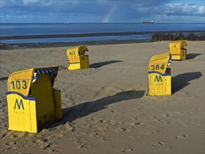 Empty beach chairs on Duhnen beach