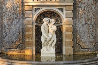Fountain sculpture in the garden of the Grand Hotel Des Iles Borromees
