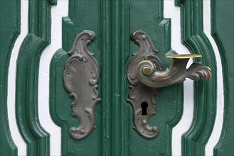Antique door handle on a front door