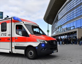 Emergency ambulance during fire brigade operation