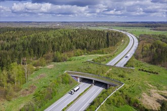 Aerial view over wildlife crossing