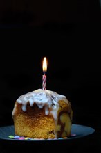 Birthday Cake with Burning Candle, Cake