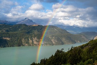 Rainbow over Lago Verde, Cerro Castillo National Park, Aysen, Patagonia, Chile, South America