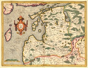 Atlas, map from 1623, Livonia stands for Livonia, a landscape and former province in the Baltic States, digitally restored reproduction from an engraving by Gerhard Mercator, born as Gheert Cremer, 5 ...