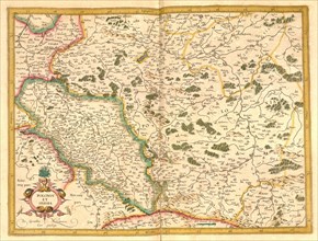 Atlas, map from 1623, Silesia, Poland, digitally restored reproduction from an engraving by Gerhard Mercator, born as Gheert Cremer, 5 March 1512, 2 December 1594, geographer and cartographer, Europe