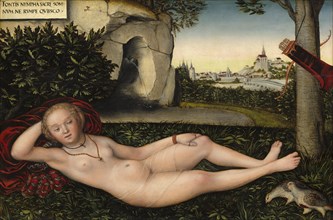 The Nymph of Spring, Spring Nymph, Naiad, painting by Lucas Cranach the Elder, 4 October 1472, 16 October 1553, one of the most important German painters, graphic artists and letterpress printers of t...