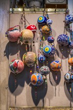 Colorful turkish ceramic balls as souvenirs at street market