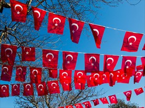 Turkish national flag in open air on a rope
