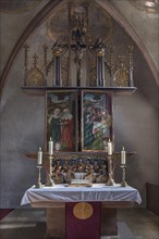 Late Gothic high altar by Michael Wolgemut c. 1505, St. Egidienkirche, Beerbach, Middle Franconia, Bavaria, Germany, Europe