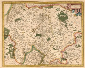 Atlas, map from 1623, Palarinatus, Palatinate, Germany, digitally restored reproduction from an engraving by Gerhard Mercator, born Gheert Cremer, 5 March 1512, 2 December 1594, geographer and cartogr...