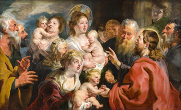 Let the little children come to me, Painting by Jacob Jordaens, Historical, Digitally restored reproduction of a historical work of art