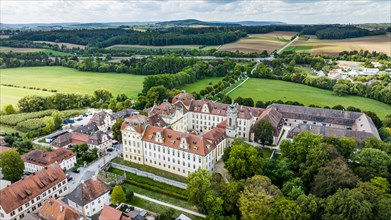 Aerial view, Residenz Ellingen, with the Ellingen estate and castle brewery, High Baroque, Ellingen, Franconian Lake District, Middle Franconia, Franconia, Bavaria, Germany, Europe