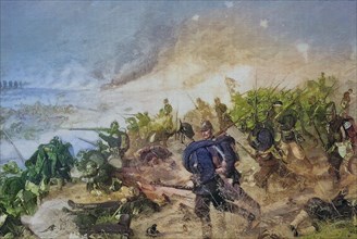 Franco-Prussian War, the battle of Rezonville, Mars-la-Tou, 16 August 1870, Historical, digitally restored reproduction of an original from the 19th century, exact date unknown