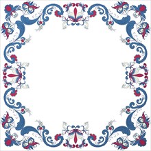 Vector floral frame with traditional Norwegian Rosemaling motif