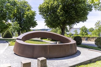 The eight-tonne Broken Ring by sculptor Martin Schoeneich commemorates the killing spree of 11 March 2009 at the Albertville-Realschule Winnenden in the Bildungszentrum II, Winnenden, Baden-Wuerttembe...