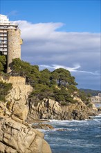 Torre Valentina medieval construction on the Costa Brava in the city of Calonge on the coast of the province of Gerona in Catalonia Spain