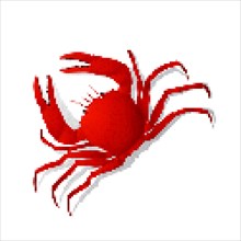 Red crab vector icon. Pixel art illustration isolated on white background