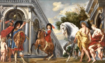 Levade, The Levade is one of the schools above ground of horsemanship, Painting by Jacob Jordaens, Historical, Digitally restored reproduction of a historical work of art