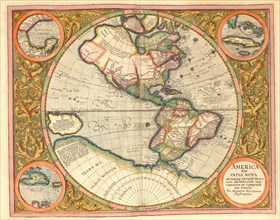 Atlas, map from 1623, North America, South America, Antarctica, digitally restored reproduction from an engraving by Gerhard Mercator, born as Gheert Cremer, 5 March 1512, 2 December 1594, geographer ...