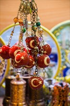 Turkish national flag drawn a decorative bead in bazaar