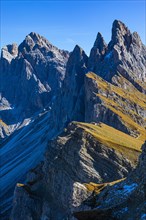 Geisler Group with the Sas Rigais peak, Val Gardena, Dolomites, South Tyrol, Italy, Europe