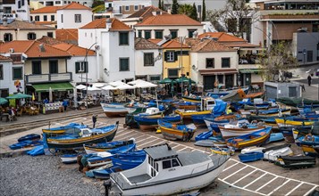 Fishing boats and houses, Camara de Lobos, Madeira, Portugal, Europe