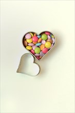 Chocolate Lentils in Heart Cookie Cutter, Smartie