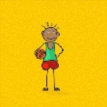 Basketball kid pixel art vector illustration