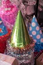 Set of party hats of variuos colors