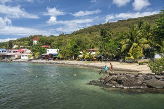 The village of Deshaies in the north of Basse-Terre, Guadeloupe, France, North America