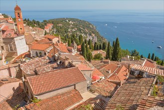 Village of Roquebrune-Cap-Martin on the Mediterranean coast near Monaco. Provence Alps Cote dAzur, Maritime Alps, Nice