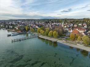 Town view of Allensbach with lakeside promenade and harbour, Constance district, Baden-Wuerttemberg, Germany, Europe