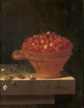 A Bowl of Strawberries on a Stone Pedestal, Painting by Adriaen Coorte