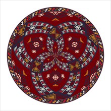Traditional Kilim round decorative element, vector template