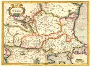 Atlas, map from 1623, Wallachia, Serbia, Bulgaria, Romania, digitally restored reproduction from an engraving by Gerhard Mercator, born as Gheert Cremer, 5 March 1512, 2 December 1594, geographer and ...