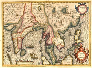 Atlas, map from 1623, Bay of Bengal, India, Siam, Thailand, Sumatra, Asia, digitally restored reproduction from an engraving by Gerhard Mercator, born as Gheert Cremer, 5 March 1512, 2 December 1594, ...