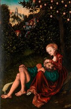 Simson, Samson and Delilah, painting by Lucas Cranach the Elder, 4 October 1472, 16 October 1553, one of the most important German painters, graphic artists and letterpress printers of the Renaissance...
